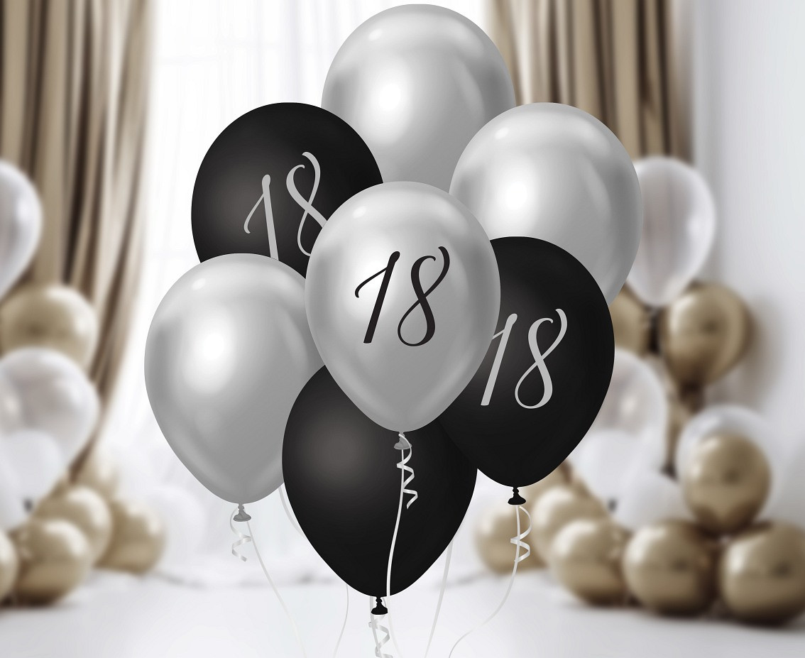 Bukiet balonowy B&C srebrno-czarny 18" (7szt) BB-18S7 Godan